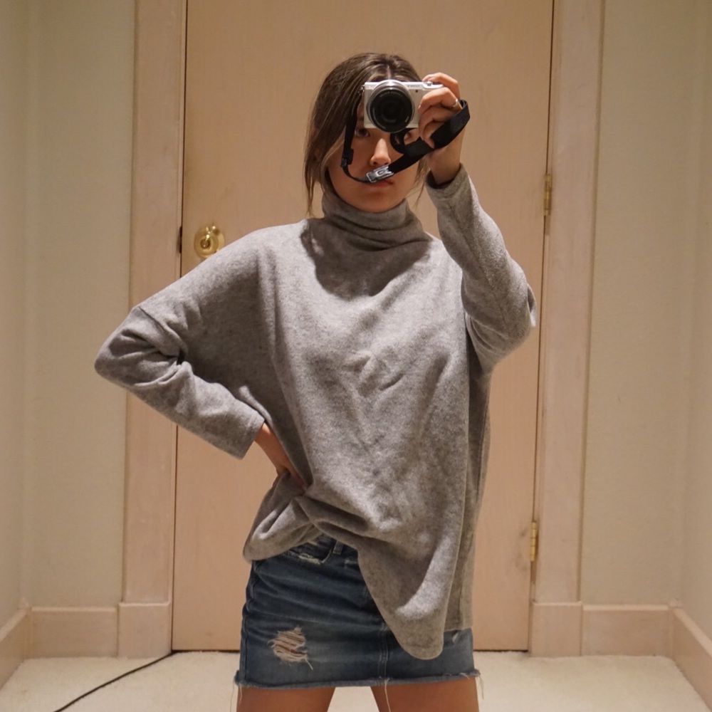 Grey Turtleneck Sweater